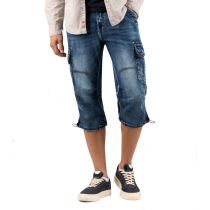 Timezone Miles denim 3/4 shortsit-Navy blue