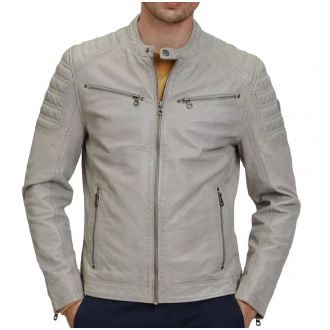 Gipsy Leather jacket M0014248-Silver grey