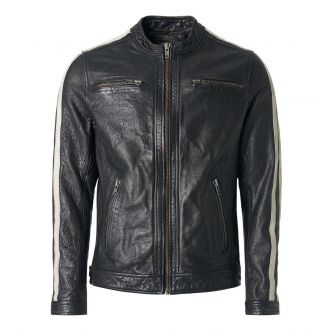 Leather jacket Racer-Black rub off
