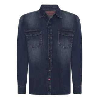 TZ stretch Denim shirt 30170-Dark used blue