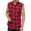 Checkshirt sleeveless-Red/Black