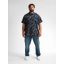 Petrol shortsleeve shirt plus size 1050-4190-Navy